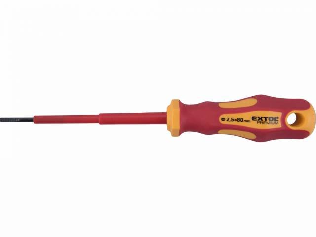 EXTOL PREMIUM Skrutkovač elektrikársky 1000V, plochý 2,5x80mm, VDE/GS