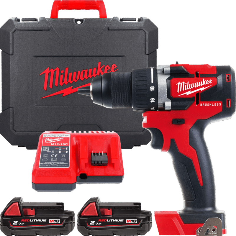 MILWAUKEE M18CBLDD-202C M18 Aku vŕtačka bez príklepu - kompaktná 4933464317
