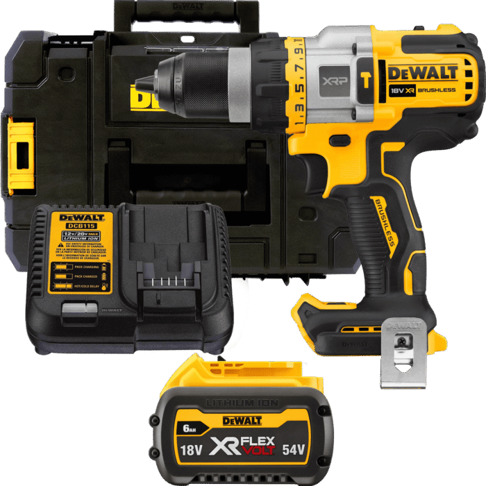 DEWALT 18V XR XRP Aku FLEXVOLT ADVANTAGE vŕtačka s príklepom, 1x 6,0 Ah FLEXVOLT DCD999T1-QW