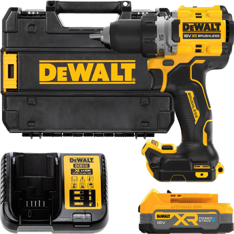 DEWALT 18V XR Aku vŕtačka bez príklepu,1x 1,7 Ah POWERSTACK DCD800E1T-QW