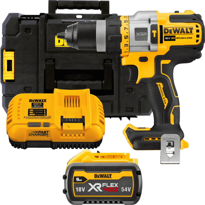 DEWALT 18V XR XRP Aku FLEXVOLT ADVANTAGE vŕtačka s príklepom, 1x 9,0 Ah FLEXVOLT DCD999X1-QW