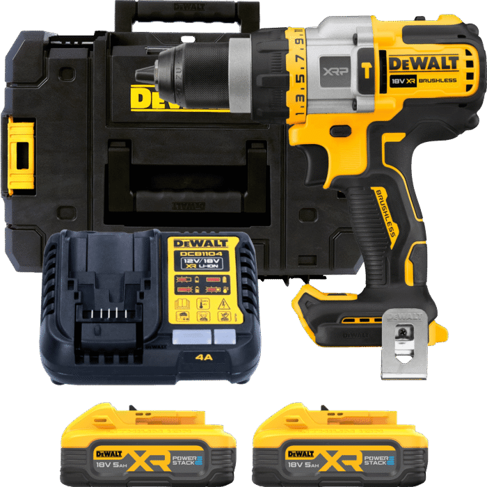 DEWALT 18V XR XRP Aku vŕtačka s príklepom, 2x 5,0 Ah POWERSTACK DCD999H2T-QW