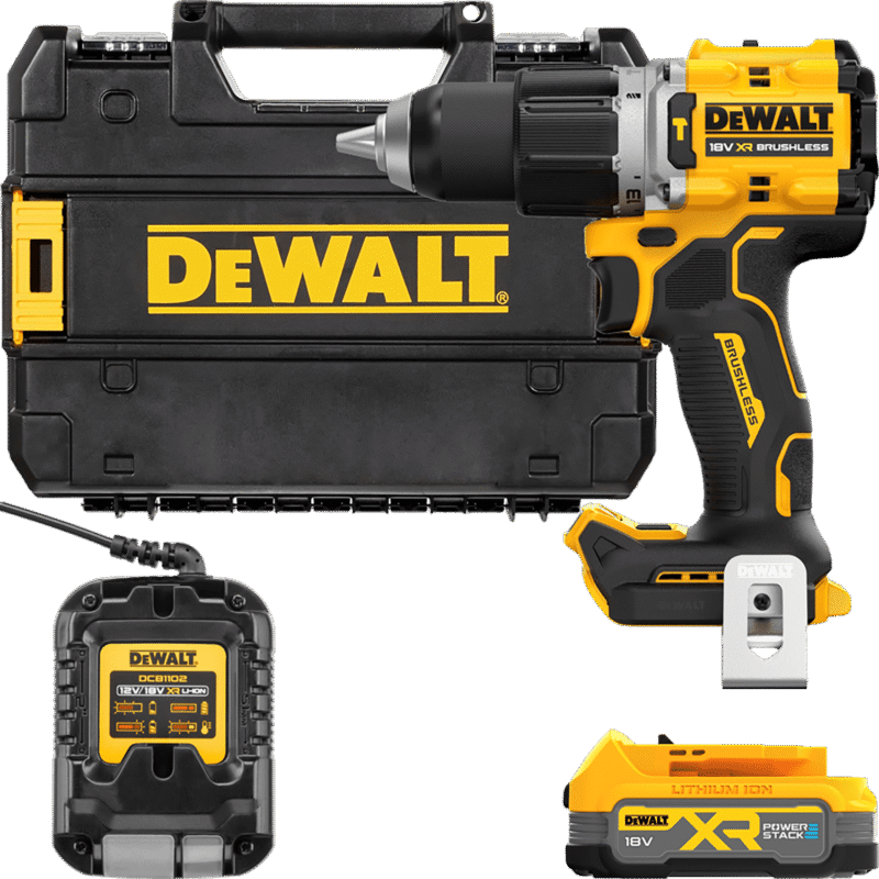 DEWALT 18V XR Aku vŕtačka s príklepom, 1x 1,7 Ah POWERSTACK DCD805E1T-QW