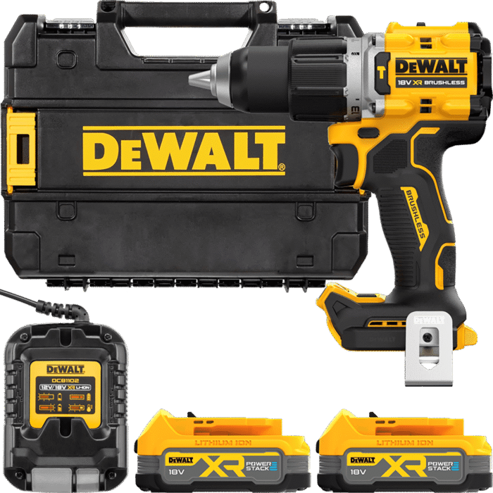 DEWALT 18V XR Aku vŕtačka s príklepom, 2x 1,7 Ah POWERSTACK DCD805E2T-QW