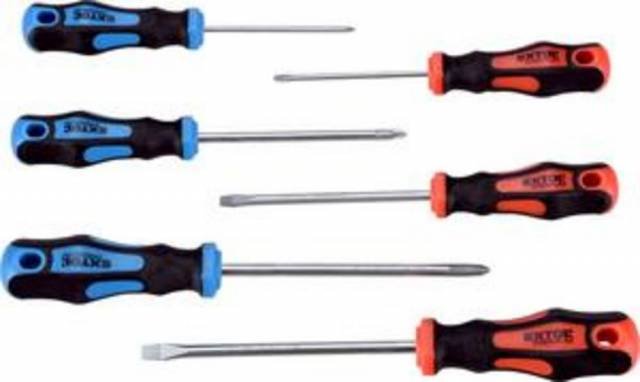 EXTOL PREMIUM Skrutkovače, 6-dielna sada, (-) 3,5-5,5-6,5mm, PH0-1-2, CrV