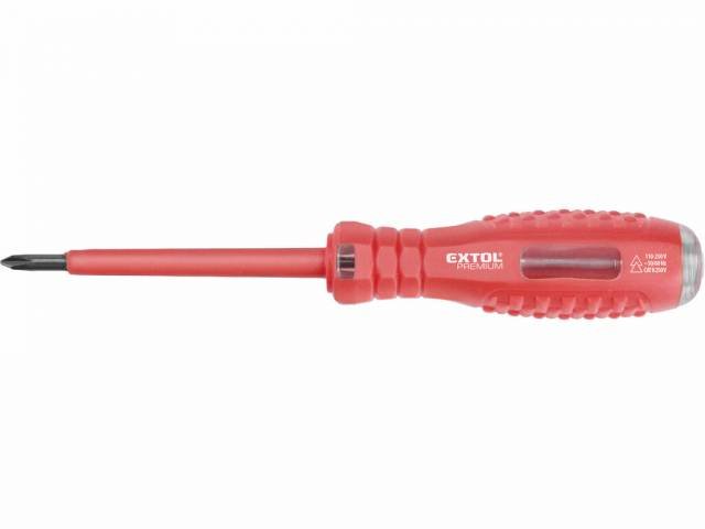 EXTOL PREMIUM Skúšačka napätia, PH skrutkovač, max 250V, svetelná signalizácia