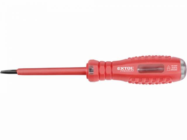 EXTOL PREMIUM Skúšačka napätia, (-) skrutkovač, max 250V, svetelná signalizácia