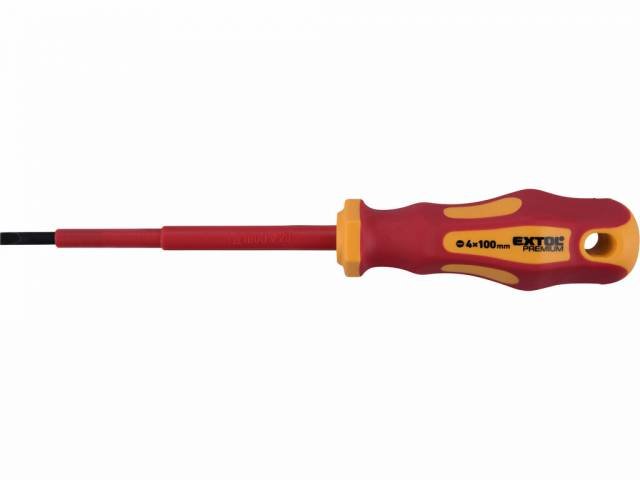 EXTOL PREMIUM Skrutkovač elektrikársky 1000V, plochý 4x100mm, VDE/GS